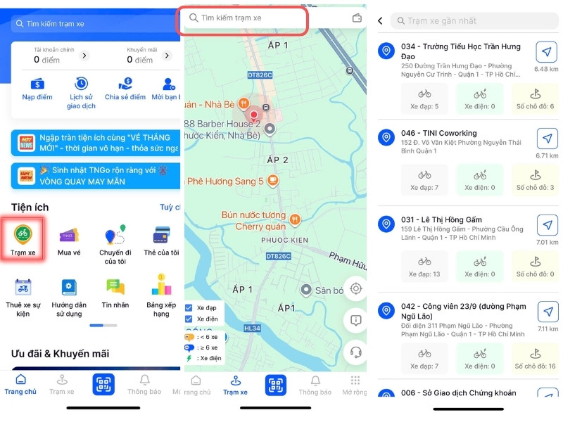 Bước 3: Tìm xe và mở khóa